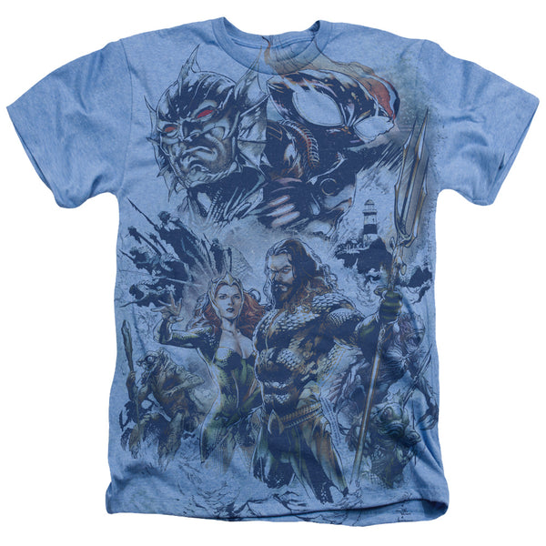 Aquaman Movie Comic Poster Blue Heather T-Shirt
