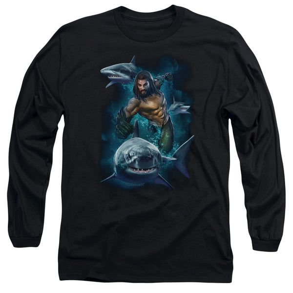 Aquaman Movie Swimming with Sharks Long Sleeve T-Shirt
