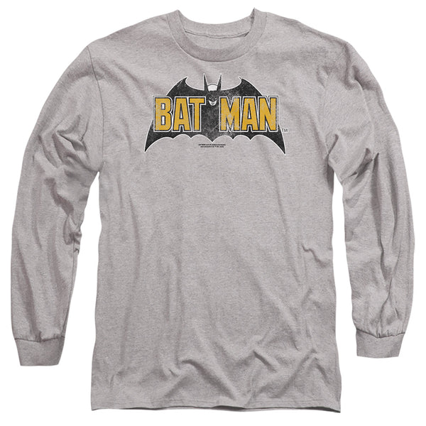 Batman Vintage Bat Logo on Gray Long Sleeve T-Shirt