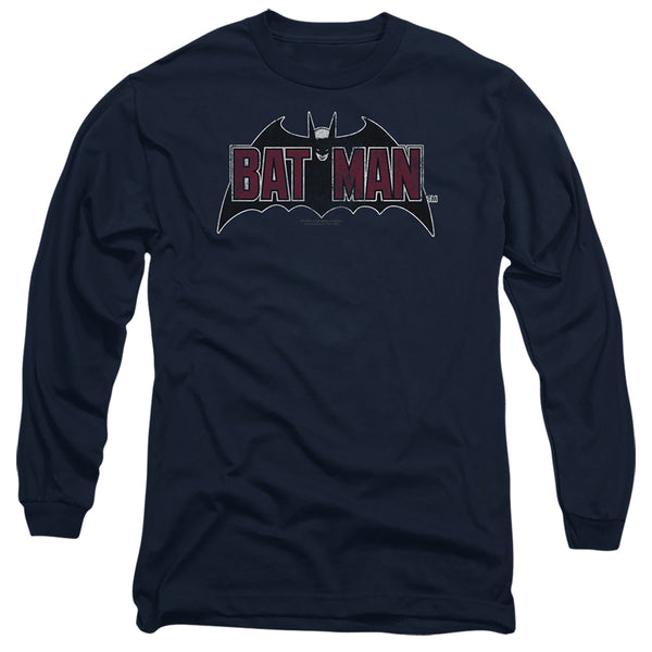 Batman Vintage Bat Logo on Navy Long Sleeve T-Shirt