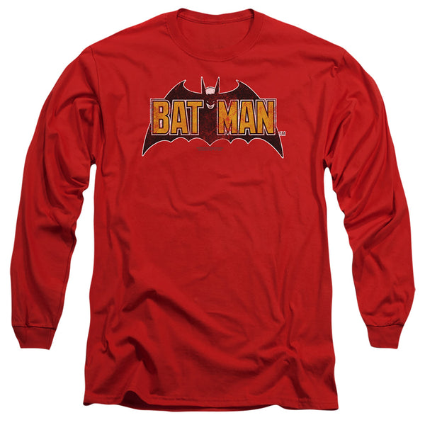 Batman Vintage Bat Logo on Red Long Sleeve T-Shirt
