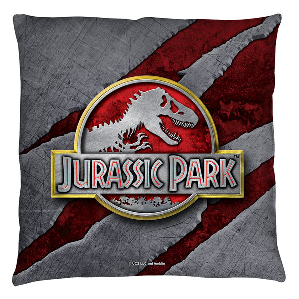 Jurassic Park Slash Logo Throw Pillow