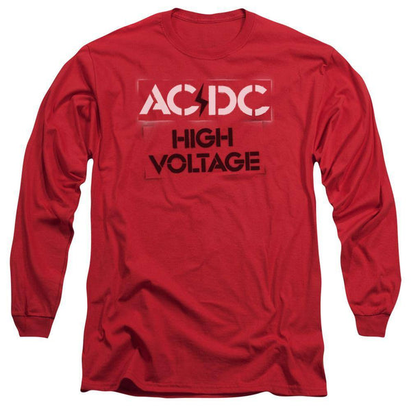 AC/DC High Voltage Stencil Logo Long Sleeve T-Shirt - Rocker Merch