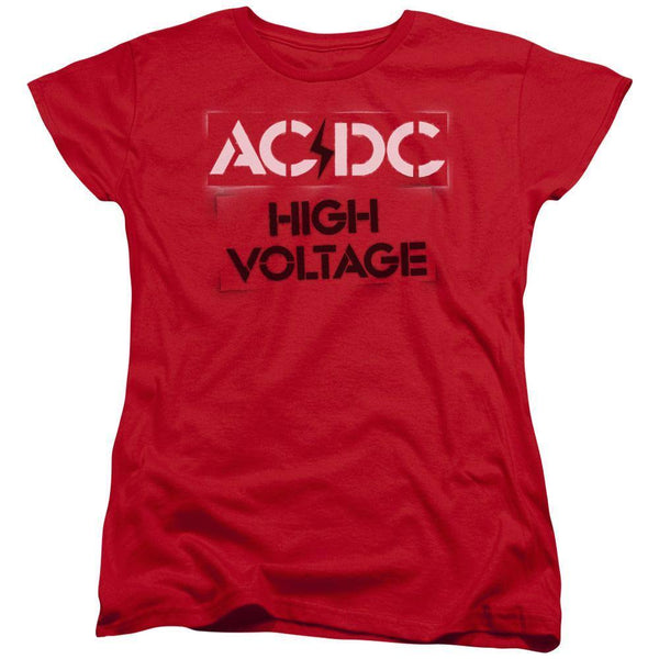 AC/DC High Voltage Stencil Logo Women's T-Shirt - Rocker Merch