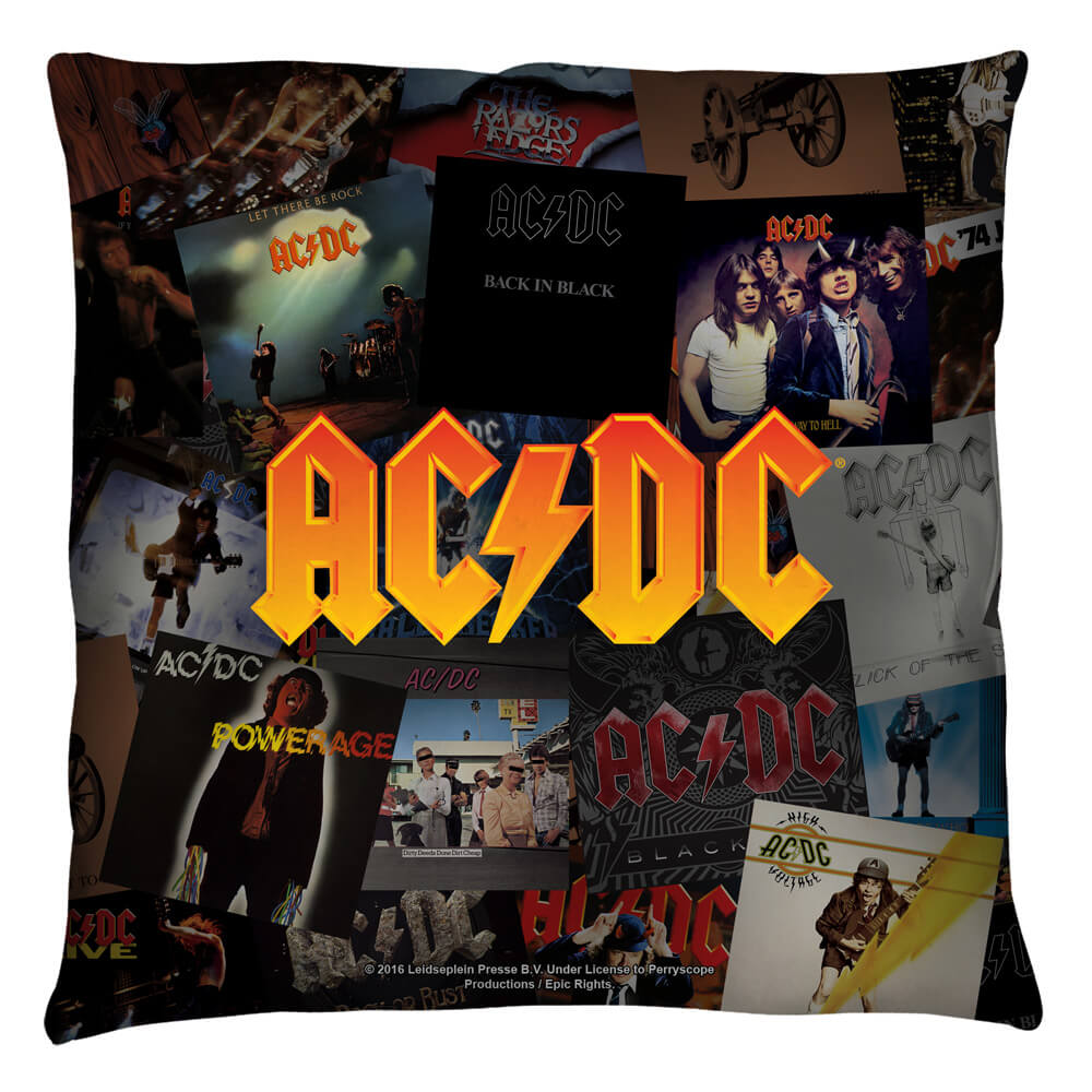 AC/DC Albums Throw Pillow – Rocker Merch