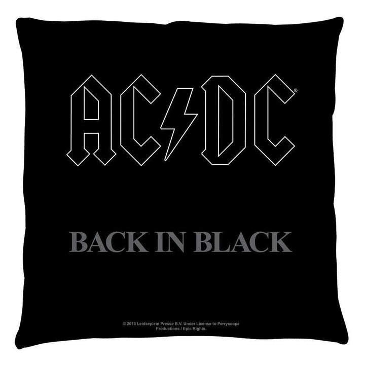 AC/DC Back In Black Album Cover Throw Pillow - Rocker Merch