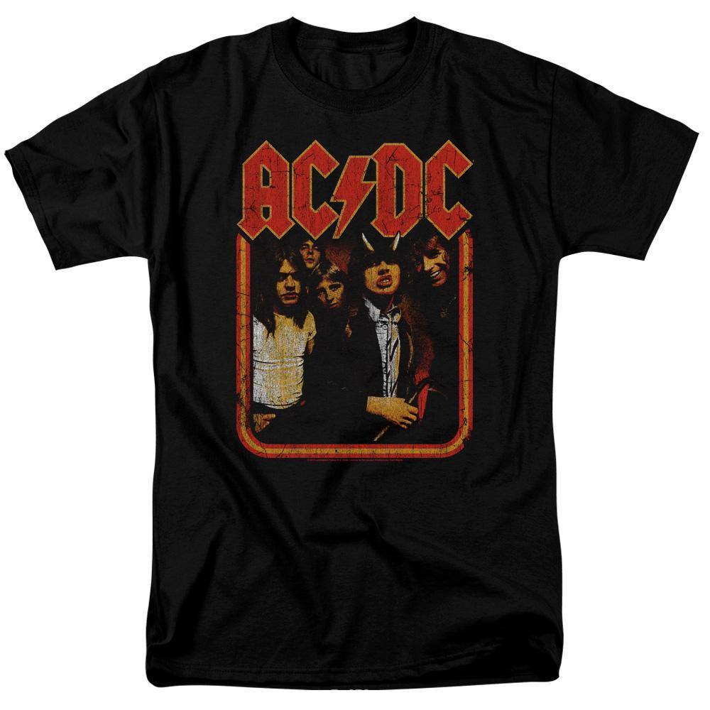 AC/DC Group Distressed T-Shirt | Vintage Rock Band Tee – Rocker Merch