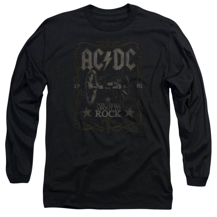 AC/DC Distressed For Those Rock Label Long Sleeve T-Shirt - Rocker Merch