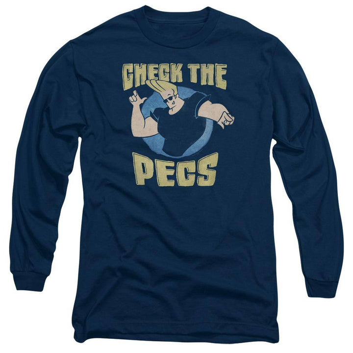 Johnny Bravo Check The Pecs Long Sleeve T-Shirt - Rocker Merch™