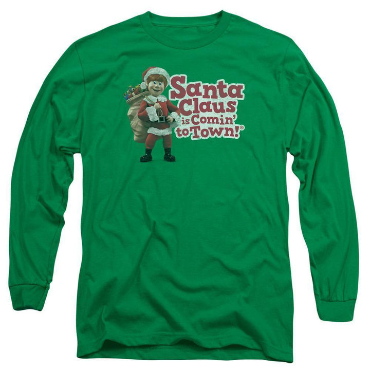Santa Claus Is Comin' To Town Santa Logo Long Sleeve T-Shirt - Rocker Merch