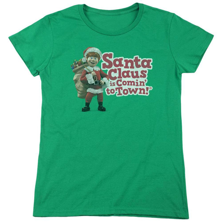Santa Claus Is Comin' To Town Santa Logo Women's T-Shirt - Rocker Merch