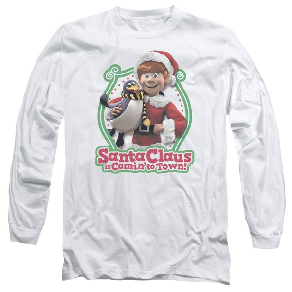 Santa Claus Is Comin' To Town Penguin Long Sleeve T-Shirt - Rocker Merch