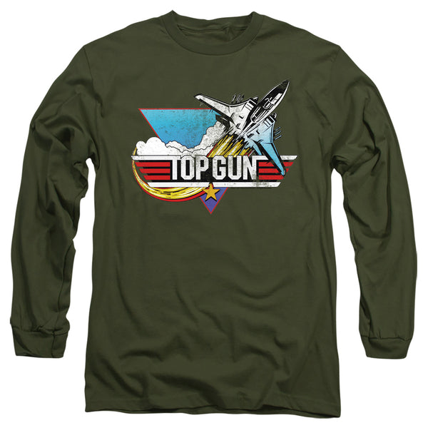 Top Gun Distressed Jet Logo Long Sleeve T-Shirt