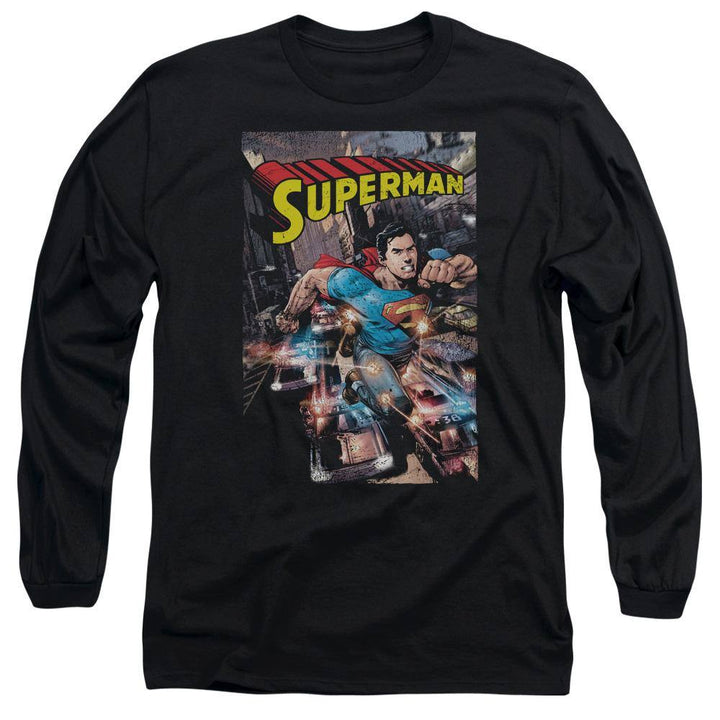Superman Action One Long Sleeve T-Shirt - Rocker Merch