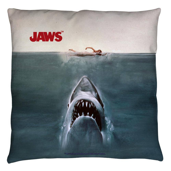 Jaws Movie Poster Throw Pillow - Rocker Merch