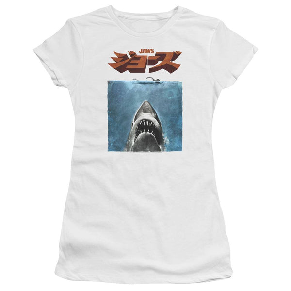 Jaws 1975 Kanji Movie Poster Juniors T-Shirt - Rocker Merch
