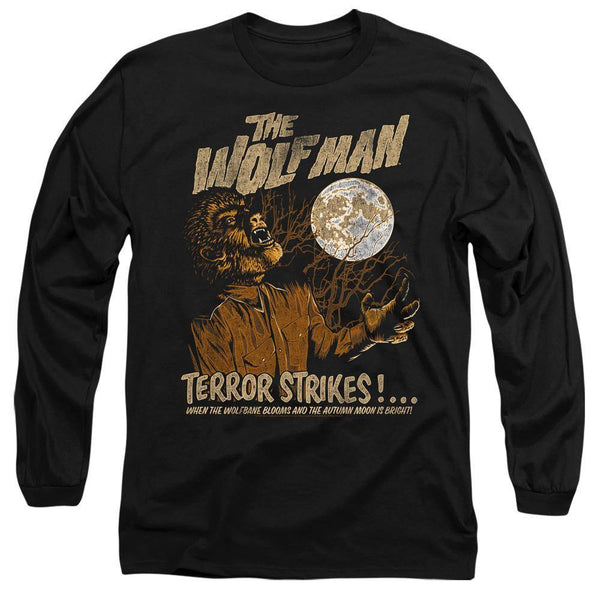 Universal Monsters The Wolf Man Terror Strikes Long Sleeve T-Shirt - Rocker Merch
