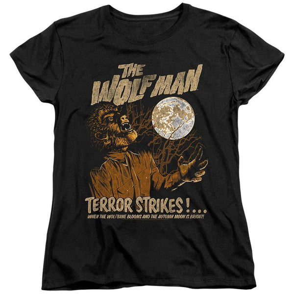 Universal Monsters The Wolf Man Terror Strikes Women's T-Shirt - Rocker Merch